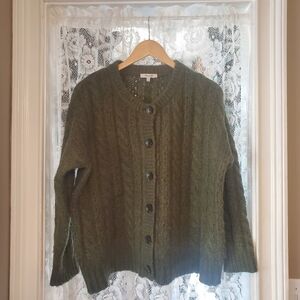 Madewell Forest Green Cable Knit Cardigan